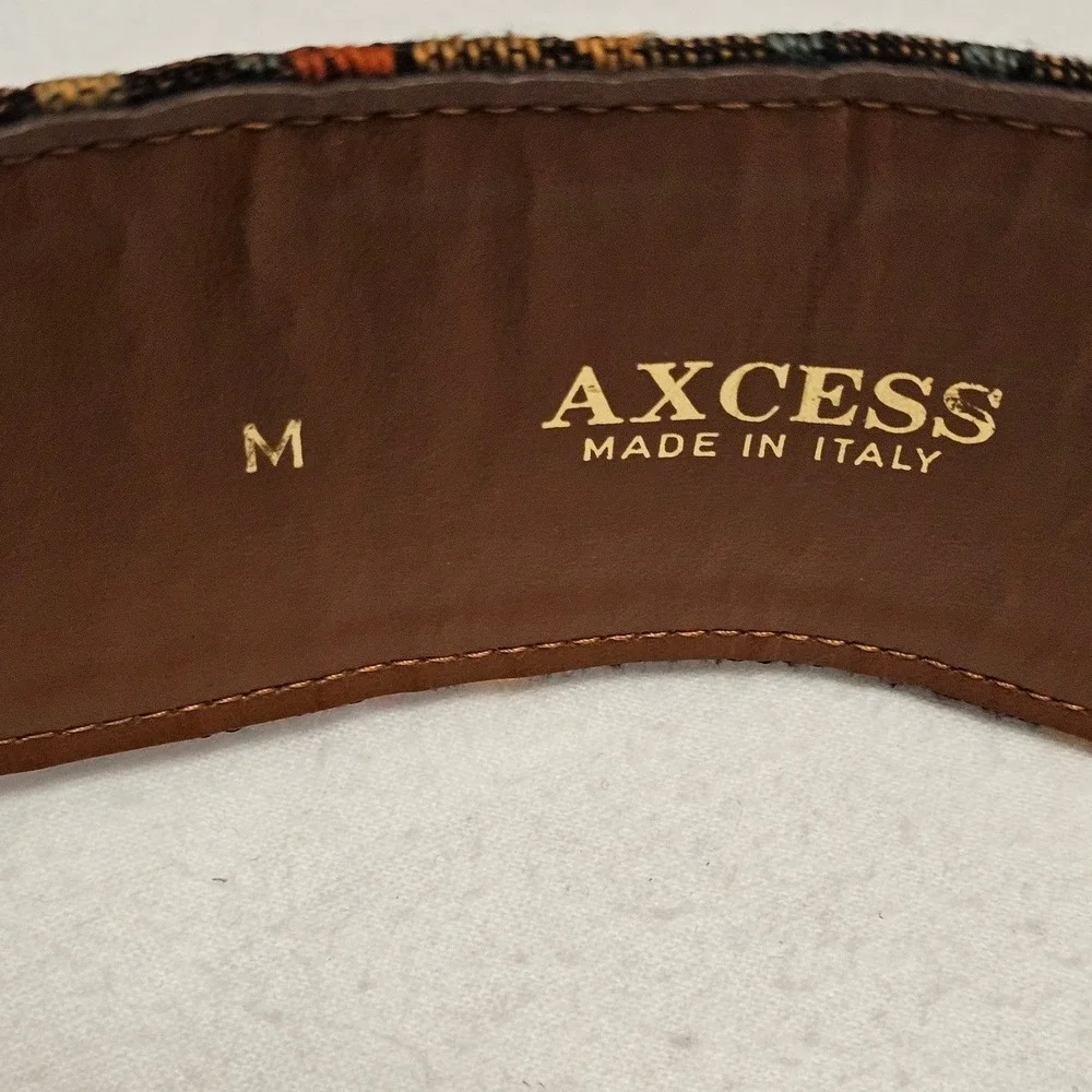 Axcess‎ Womens Medium Brown Woven Tapestry Southwestern Waist Belt Made in Italy